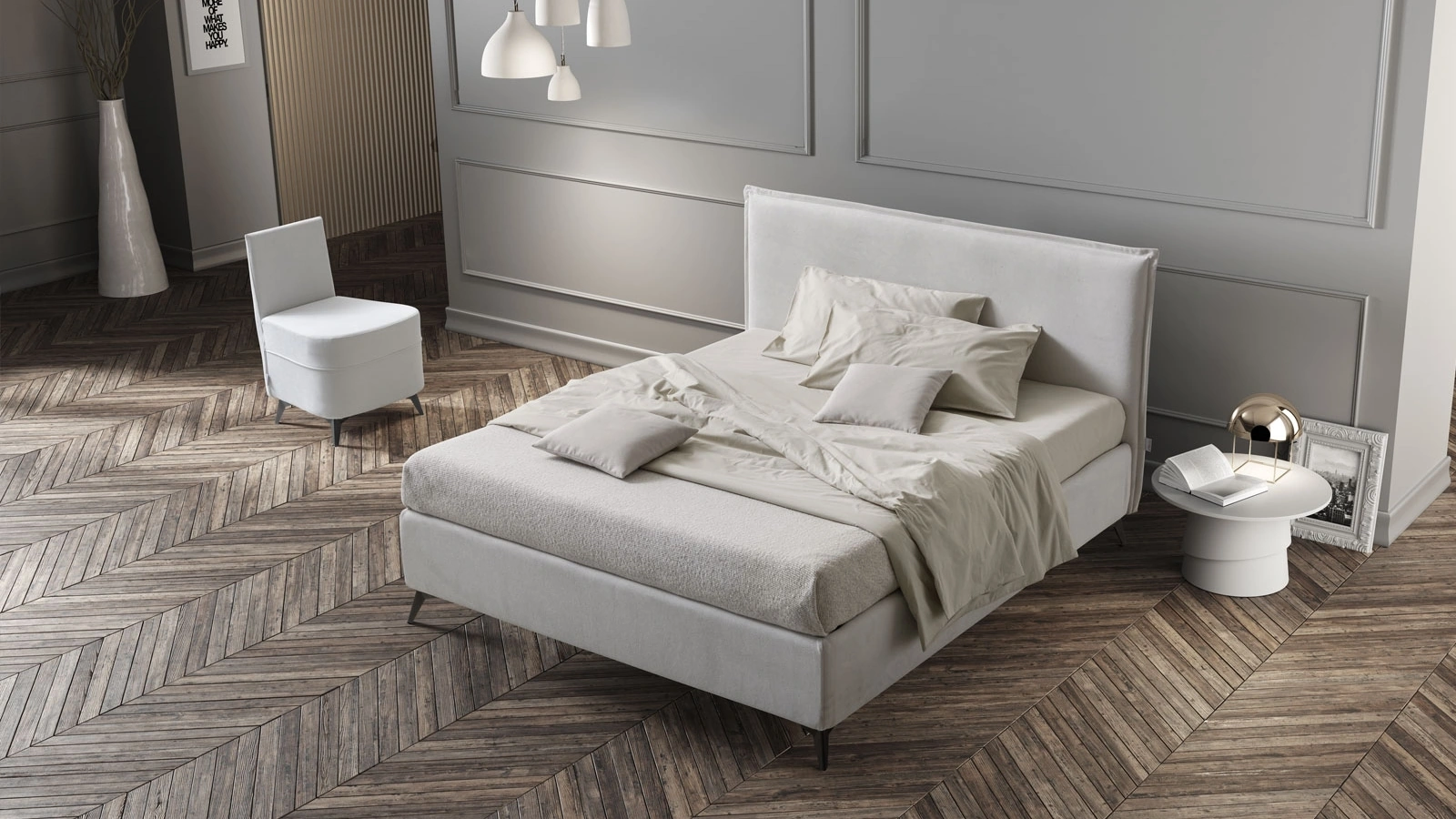 Letto in tessuto con testiera liscia Beatrice di Stilfar