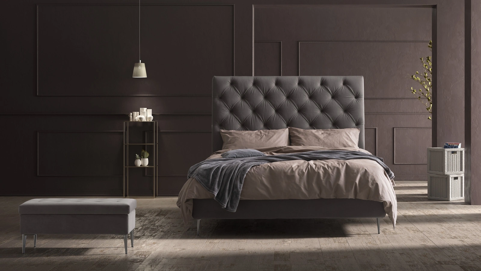 Letto in velluto Laura di Stilfar Italia