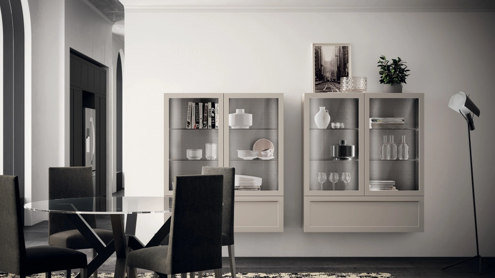 Madia Living Carattere sospesa 05 in laccato Visone di Scavolini