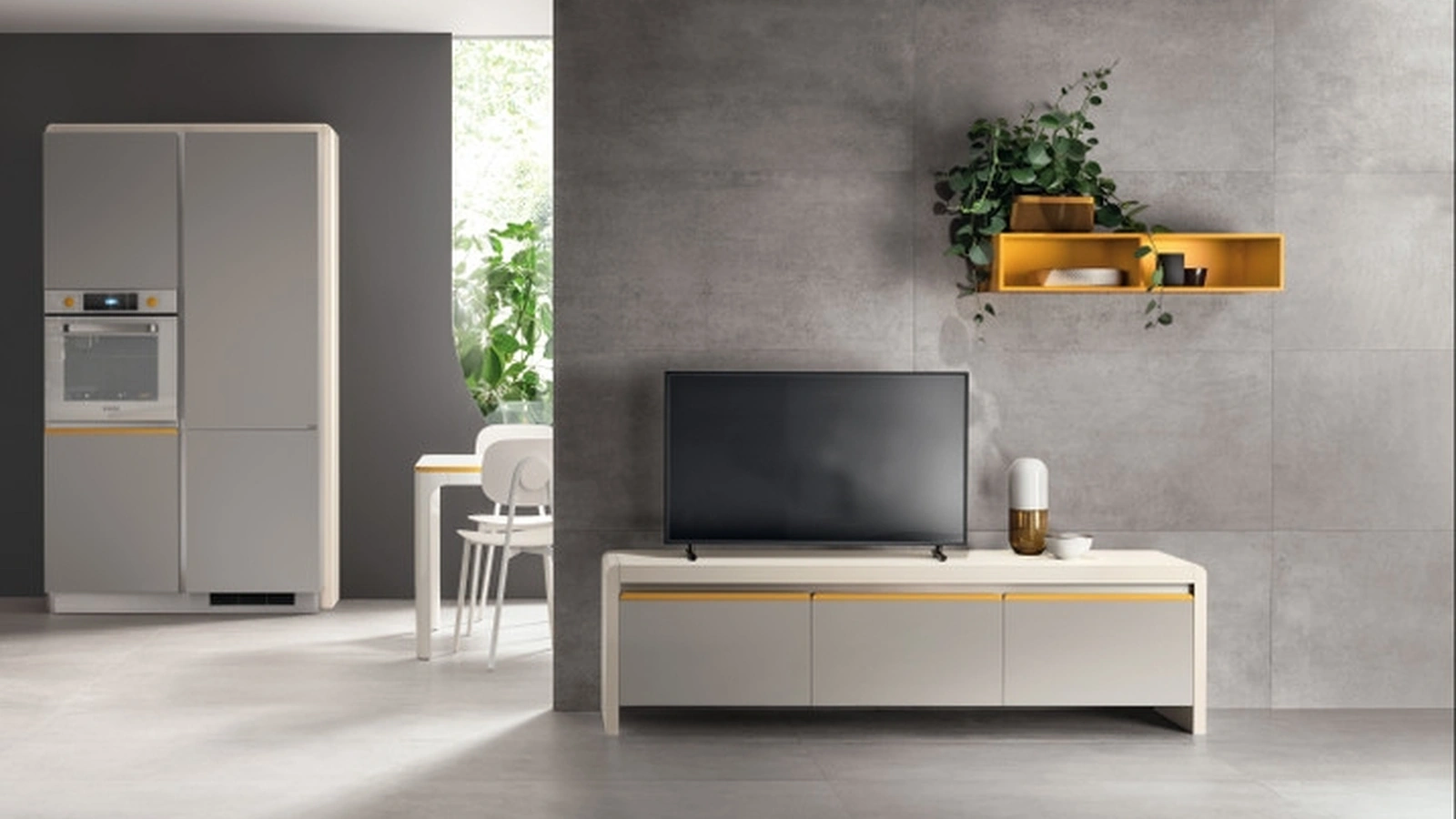 Madia Living Dandy Plus 01 Grigio Velo e Giallo Senape di Scavolini