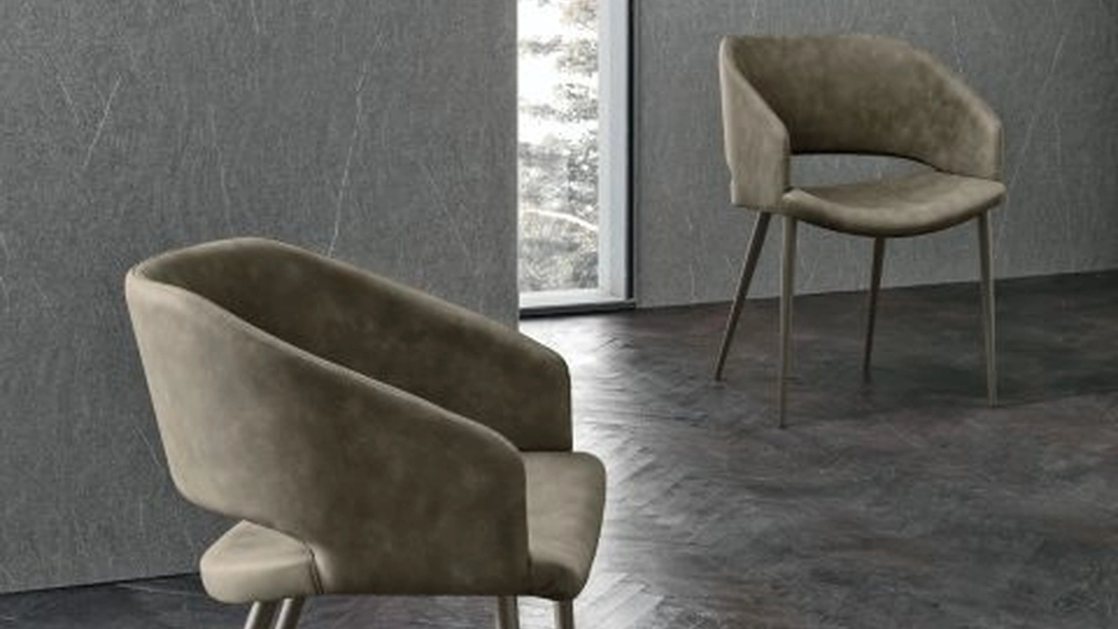 Sedia con braccioli Arisa poltroncina in ecopelle vintage e struttura in metallo fango di Sedit