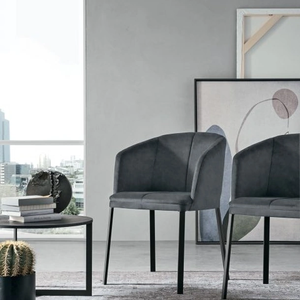 Sedia con braccioli Chicco poltroncina in ecopelle nabuk con struttura in metallo antracite di Sedit