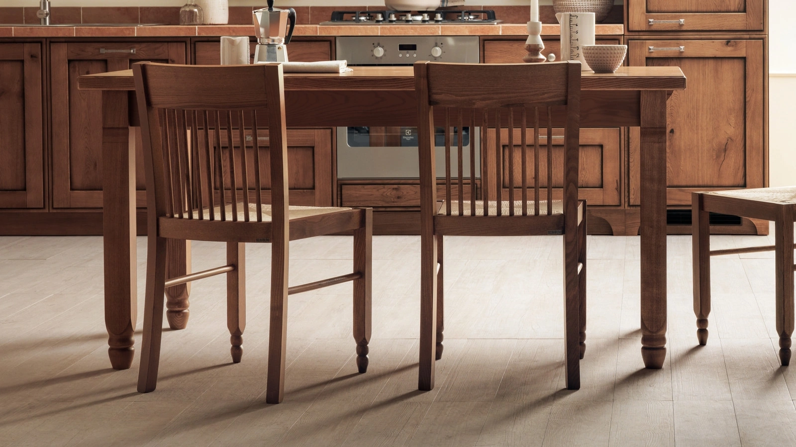 Sedia Gea in faggio con seduta in paglia sintetica di Scavolini