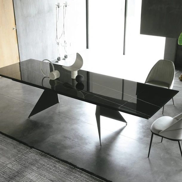 Tavolo allungabile Vela finitura Glass Decor di Sedit