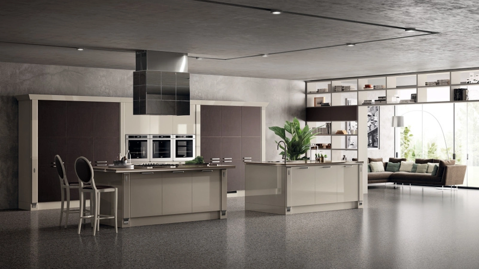 Cucina Classica Exclusiva 05 in laccato lucido Tortora di Scavolini