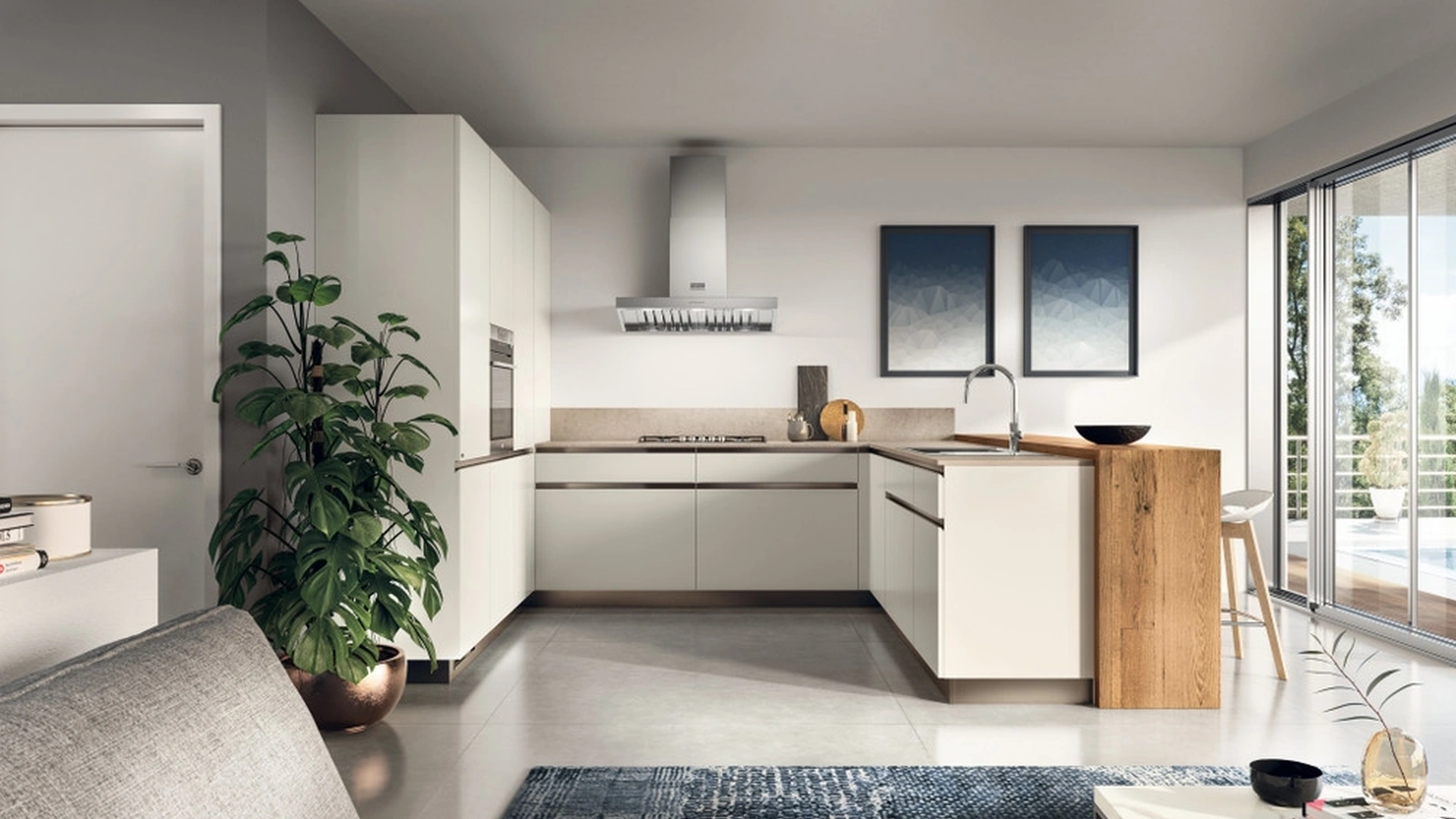 Cucina Moderna Boxi 08 in laccato Bianco di Scavolini