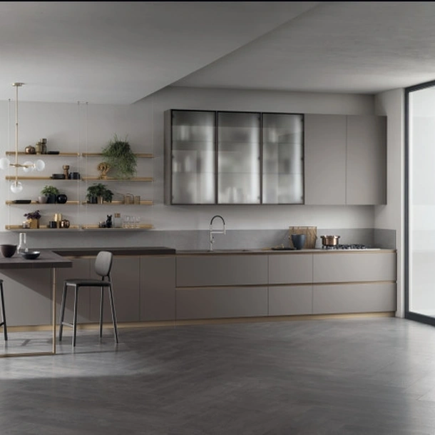 Cucina Moderna con penisola DeLinea 04 Grigio Londra di Scavolini