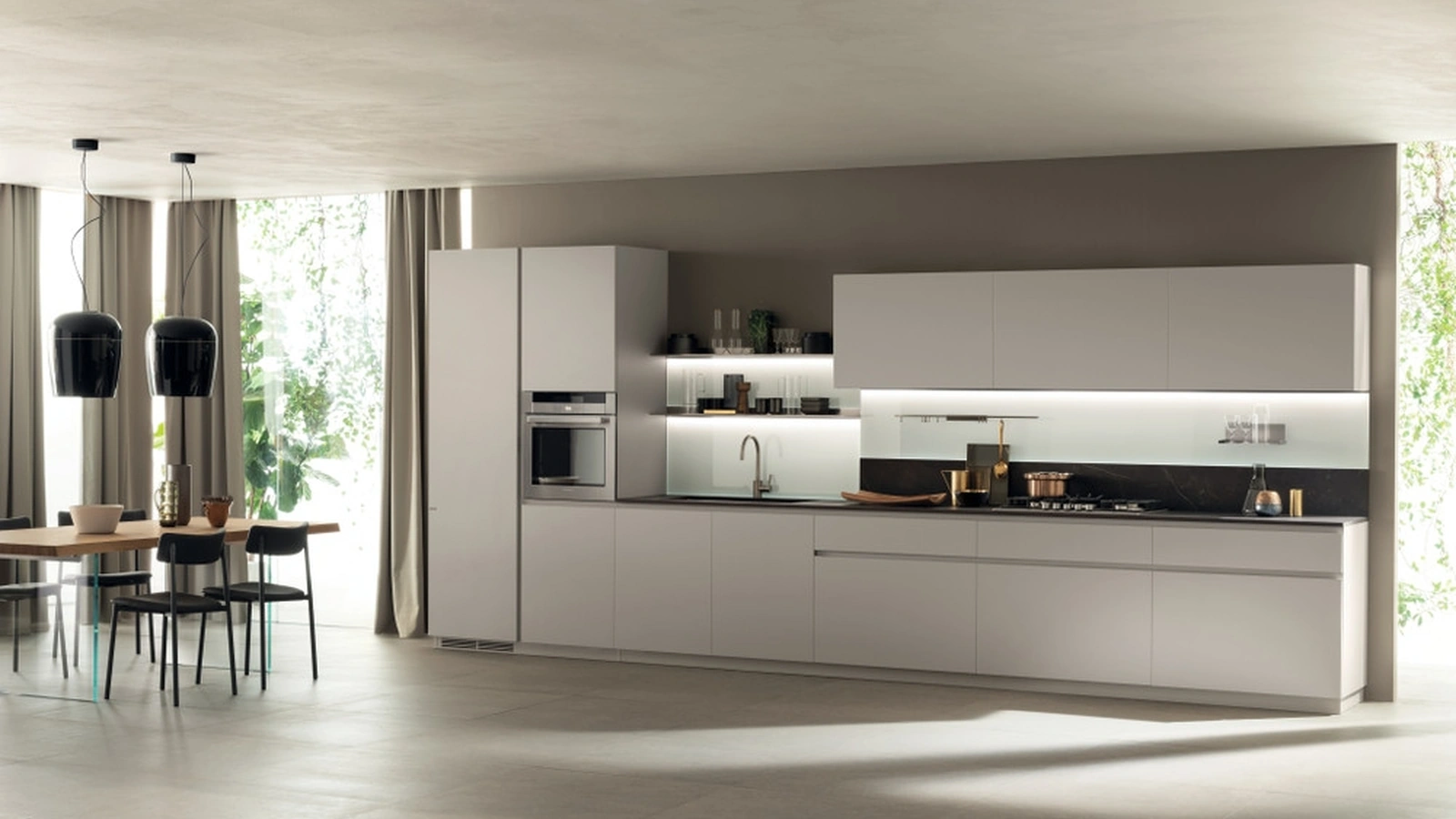 Cucina Moderna DeLinea 07 in laccato Grigio Chiaro di Scavolini