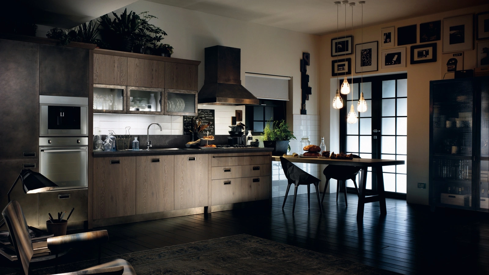 Cucina Moderna Diesel Social Kitchen 08 in Ruxe Grey con penisola di Scavolini