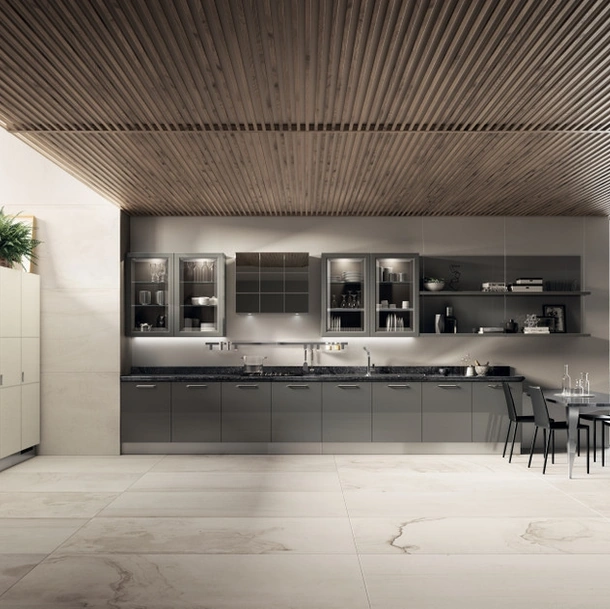 Cucina Moderna Exclusiva 08 in laccato lucido Titanio di Scavolini
