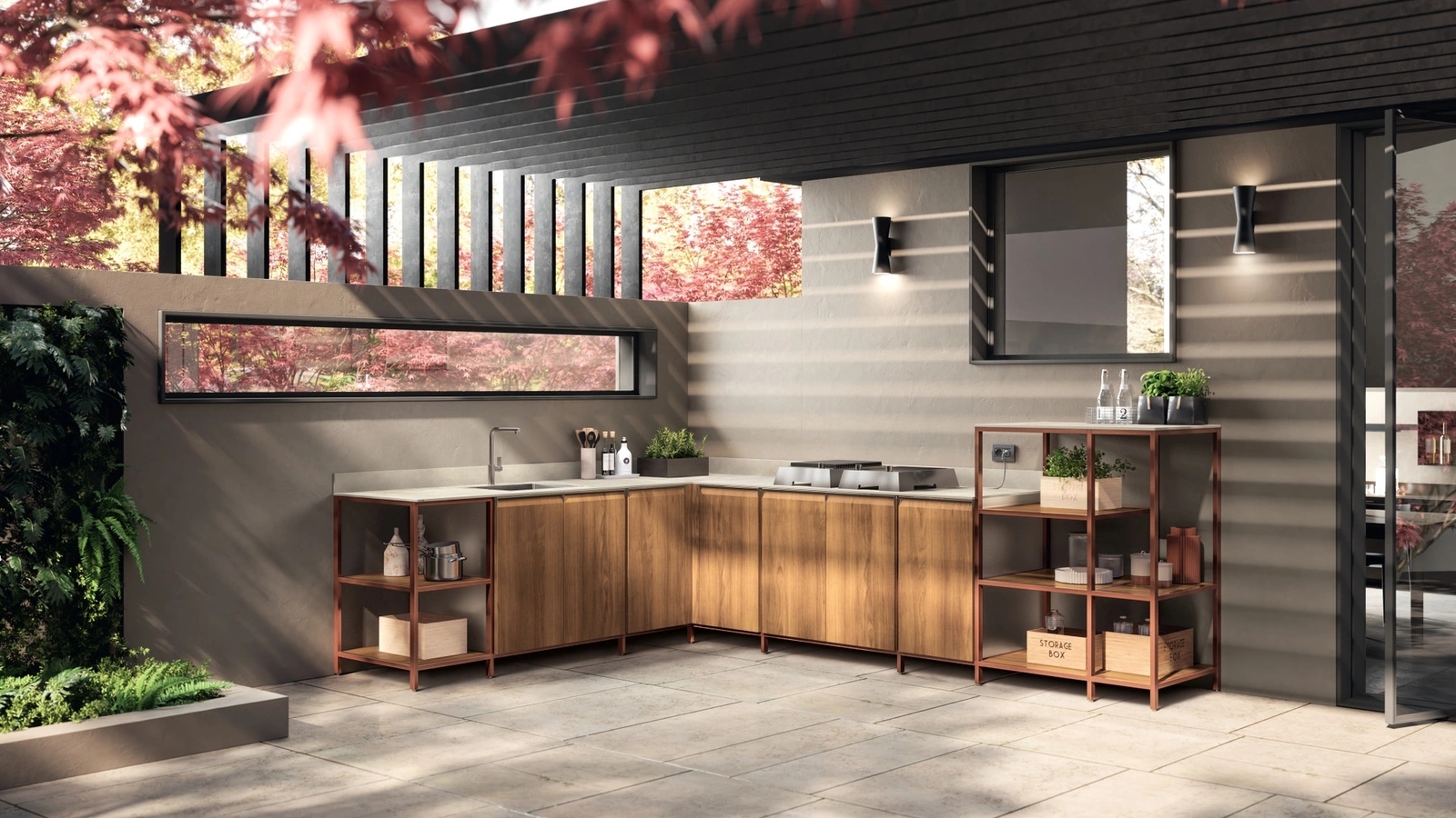 Cucina Moderna Formalia Outdoor 03 in tek di Scavolini