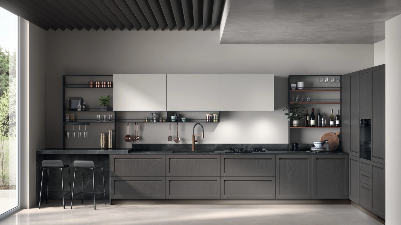 Cucina su misura angolare Carattere 06 in Frassino Chia di Scavolini