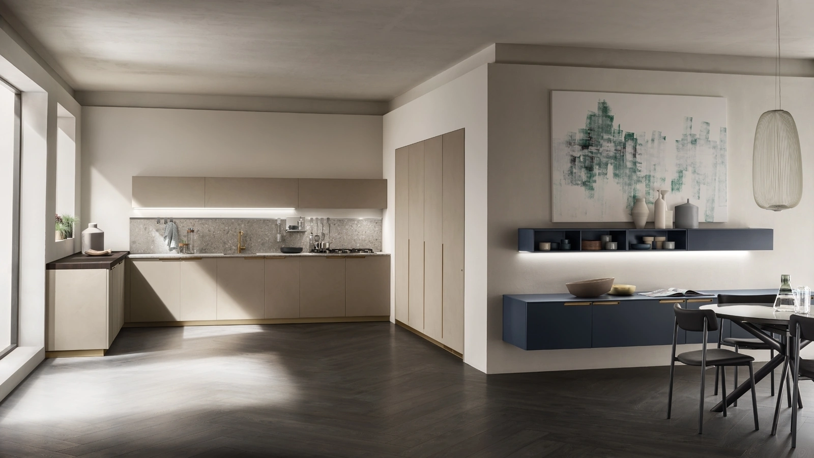 Cucina su misura Mia 08 in Biomalta Argilla Dehli di Scavolini